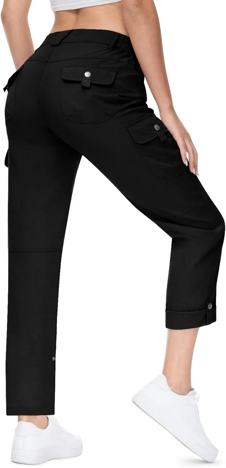 TBMPOY Women's Hiking Pants Quick Dry Convertible Lightweight Roll Up Cargo Pockets Travel Essentials Waterproof Work