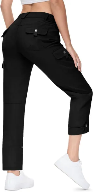TBMPOY Women's Hiking Pants Quick Dry Convertible Lightweight Roll Up Cargo Pockets Travel Essentials Waterproof Work