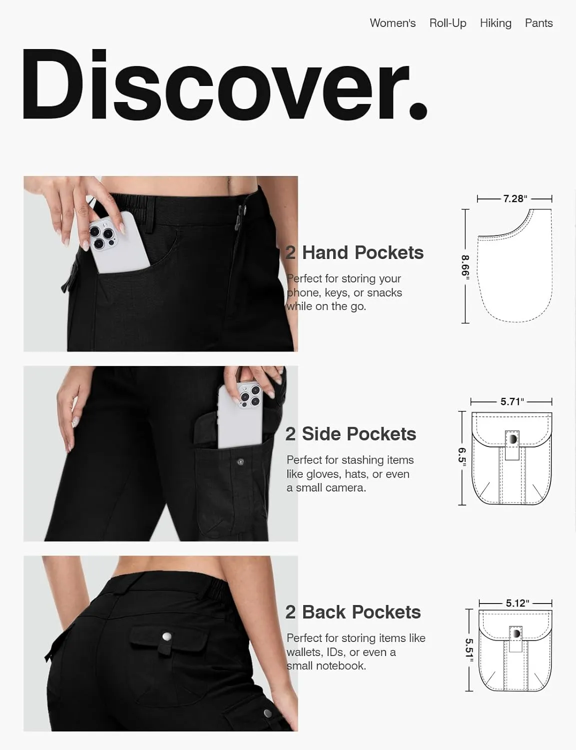 TBMPOY Women's Hiking Pants Quick Dry Convertible Lightweight Roll Up Cargo Pockets Travel Essentials Waterproof Work