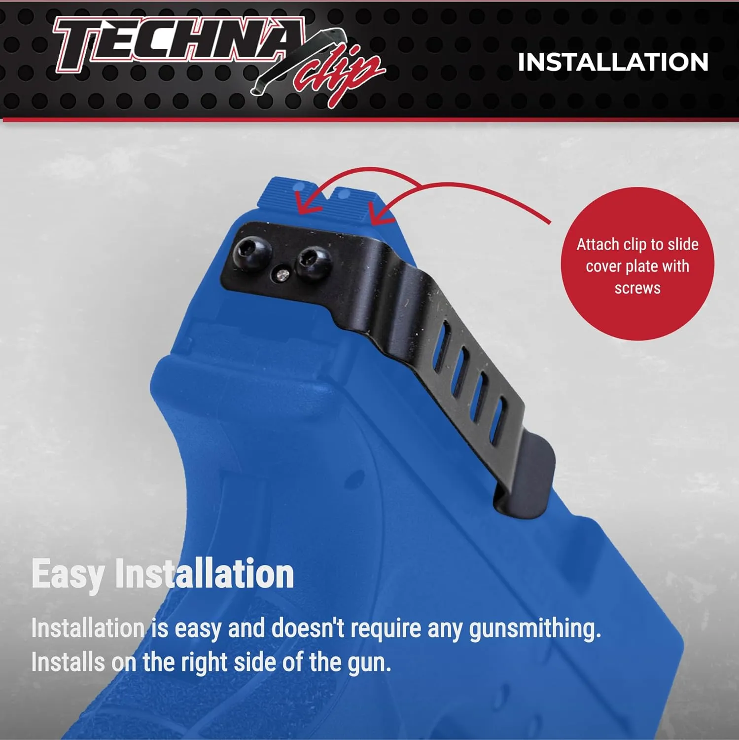 Techna Clip Concealment System for Springfield Armory Models - Durable High-Carbon Spring Steel Gun Clip w/Teflon Coat 1500 - Easy-to-Install Gun Holster Clip (Black)