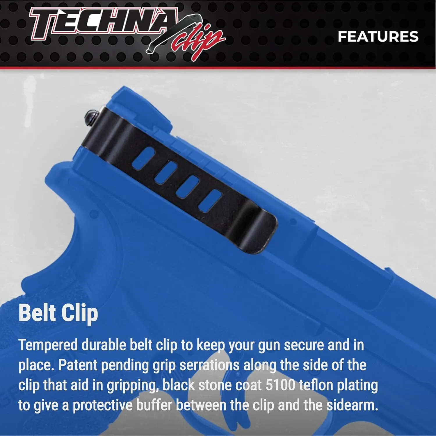 Techna Clip Concealment System for Springfield Armory Models - Durable High-Carbon Spring Steel Gun Clip w/Teflon Coat 1500 - Easy-to-Install Gun Holster Clip (Black)