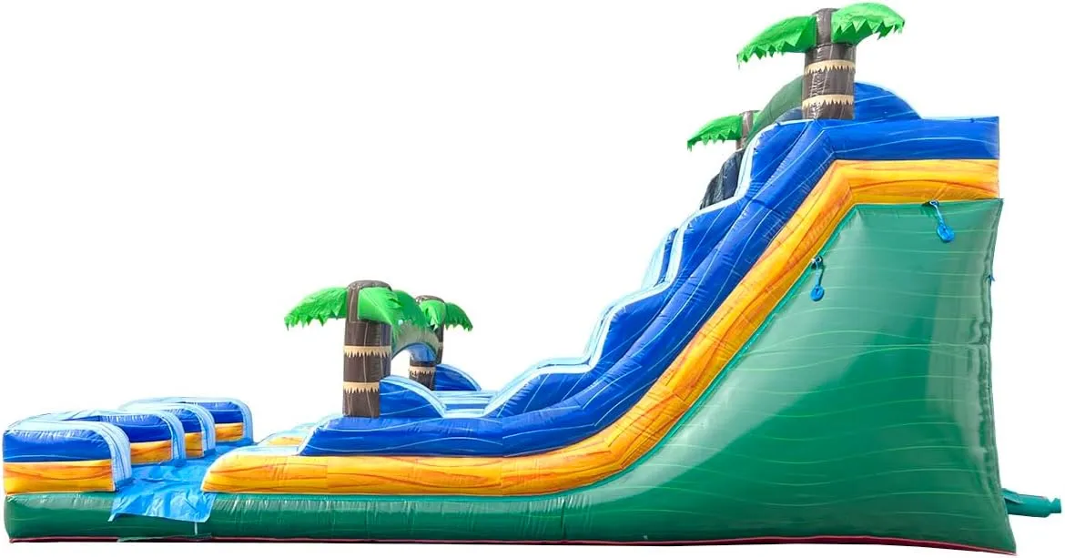 TentandTable Dual Lane Inflatable Water Slide for Kids and Adults, Commercial Grade Giant Blow Up Backyard Water Fun, Includes Electric Air Blower, 35' L x 13.5' W x 18' H, Tropical Green Marble