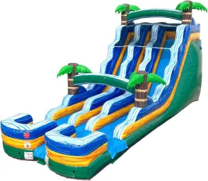 TentandTable Dual Lane Inflatable Water Slide for Kids and Adults, Commercial Grade Giant Blow Up Backyard Water Fun, Includes Electric Air Blower, 35' L x 13.5' W x 18' H, Tropical Green Marble