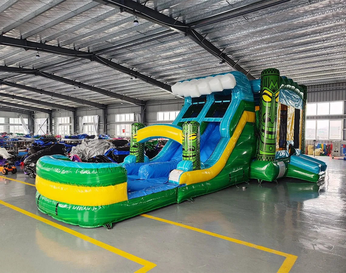Tiki Wave Dual Lane Bounce House with Slide (Wet/Dry)