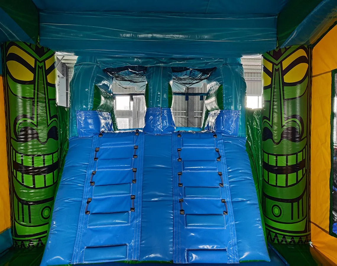 Tiki Wave Dual Lane Bounce House with Slide (Wet/Dry)