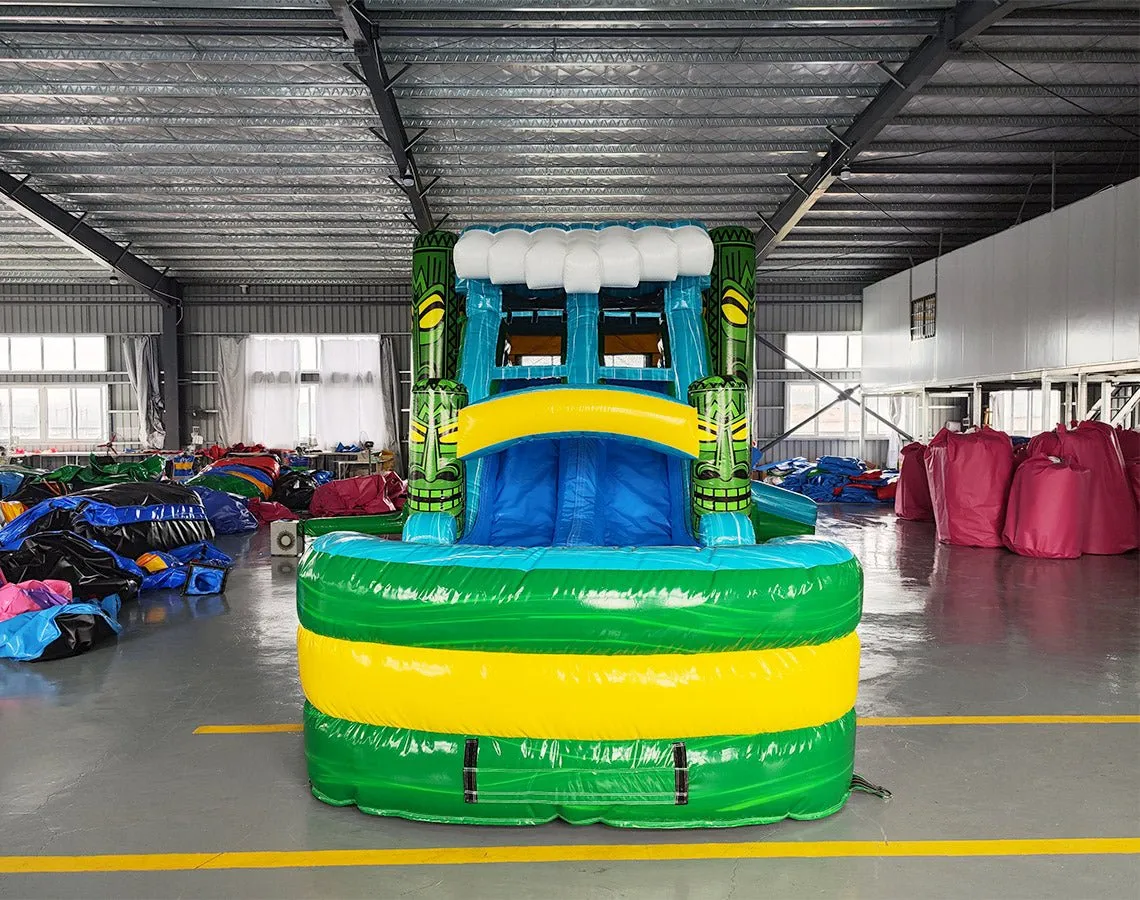 Tiki Wave Dual Lane Bounce House with Slide (Wet/Dry)
