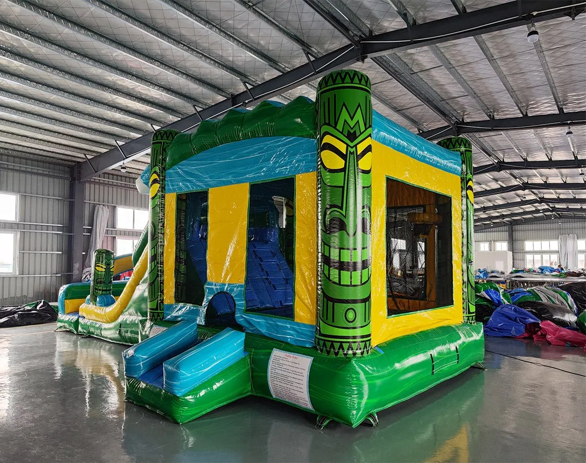 Tiki Wave Dual Lane Bounce House with Slide (Wet/Dry)