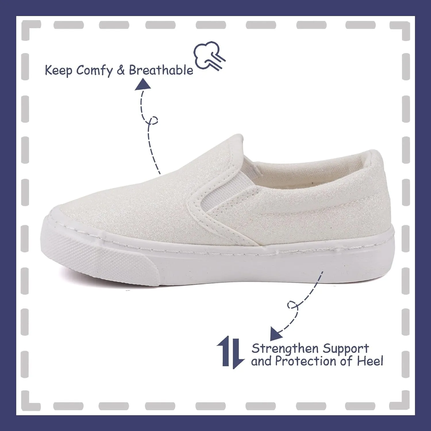 Toandon Toddler Kids Girls Sparkle Slip On Walking Shoes Age 2-10