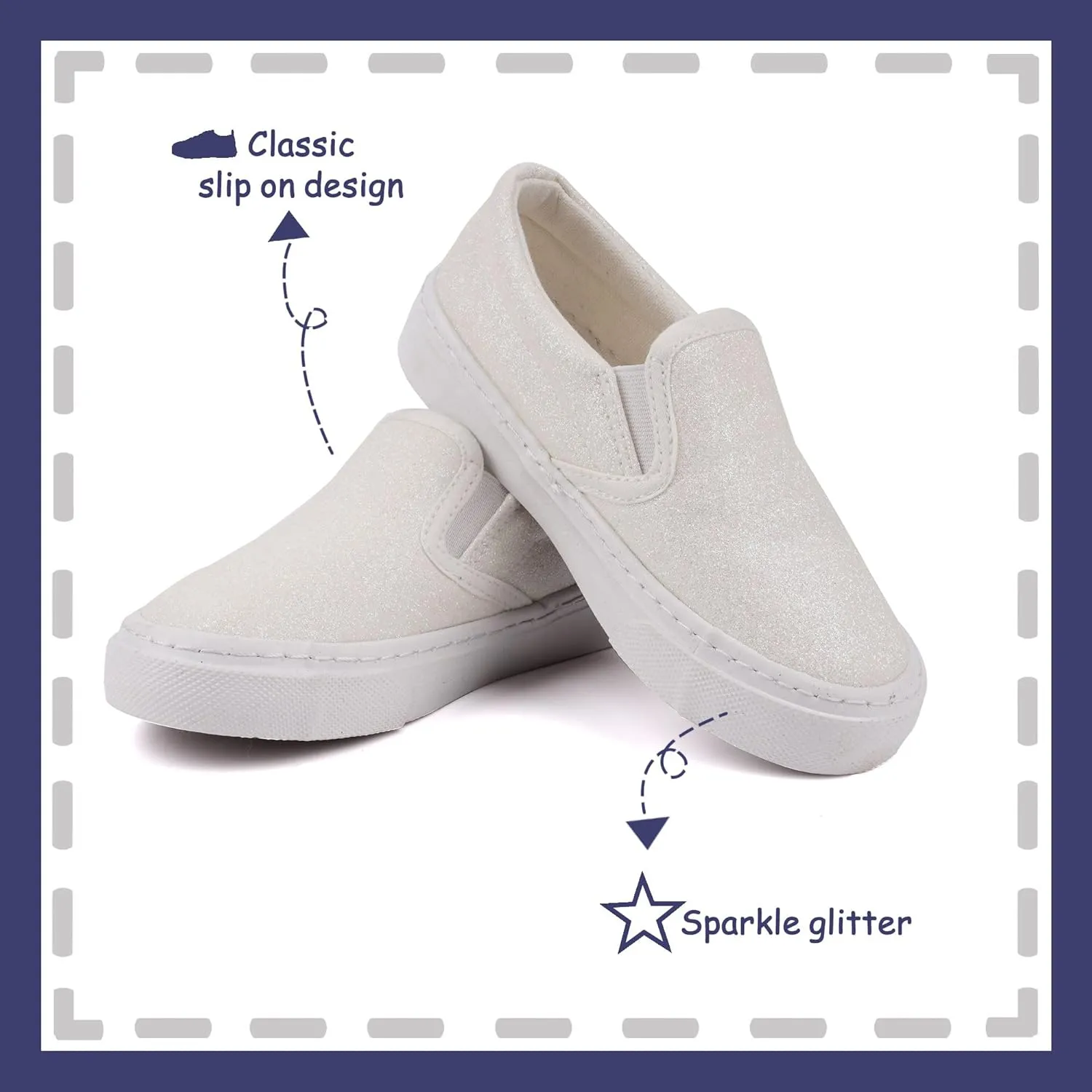 Toandon Toddler Kids Girls Sparkle Slip On Walking Shoes Age 2-10