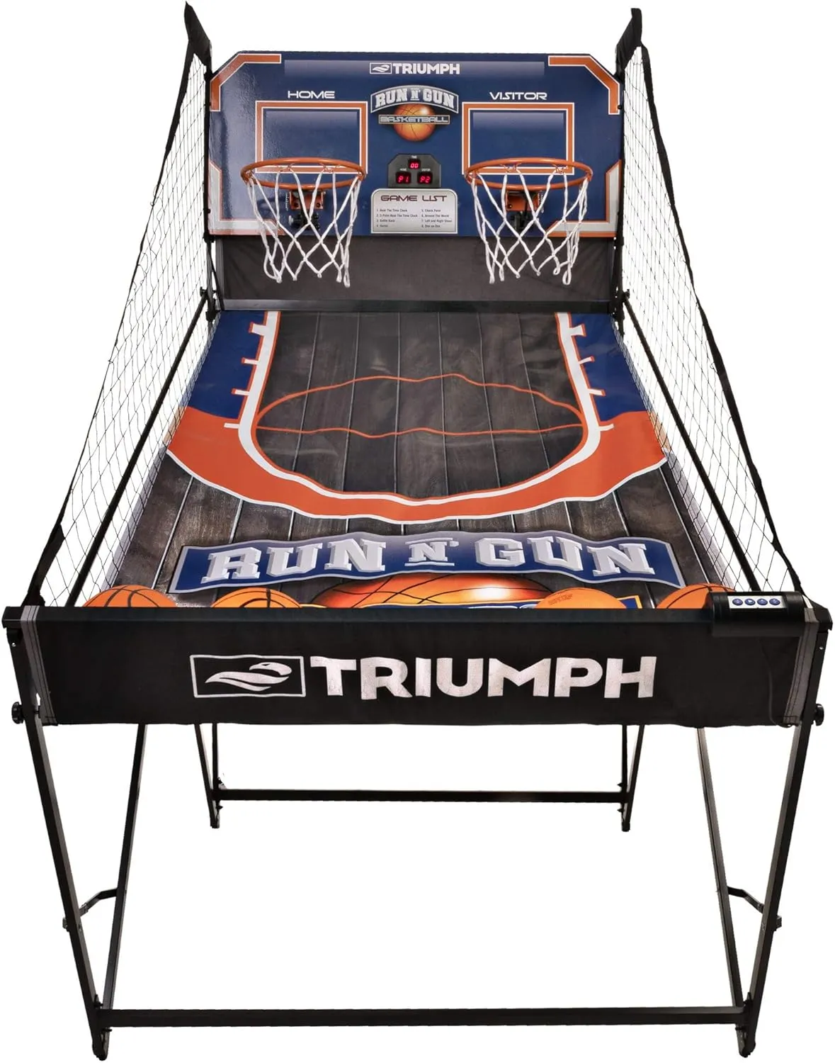 TRIUMPH Sports Run n Gun Arcade Basketball Shootout - 8 Game Modes - Quick and Easy Assembly - Folds 100% Flat for Complete Storage - Fully Portable, Play Inside or Outside