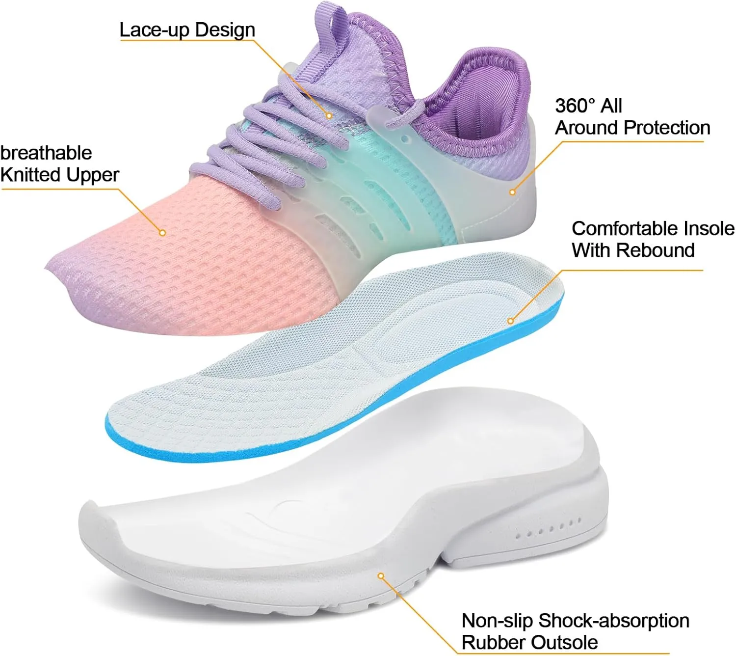 Troadlop Kids Sneaker Lightweight Breathable Running Tennis Boys Girls Shoes