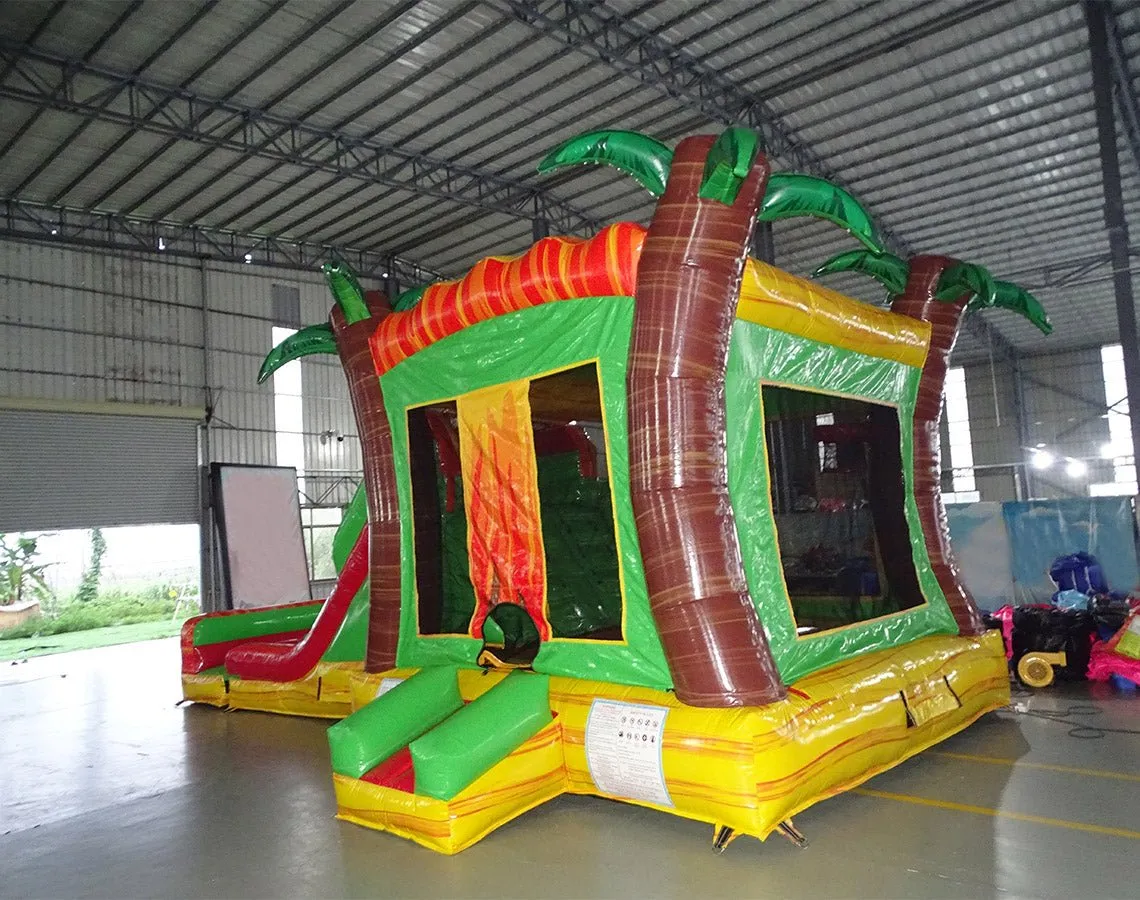 Tropical Inferno Dual Lane Bounce House with Slide (Wet/Dry)