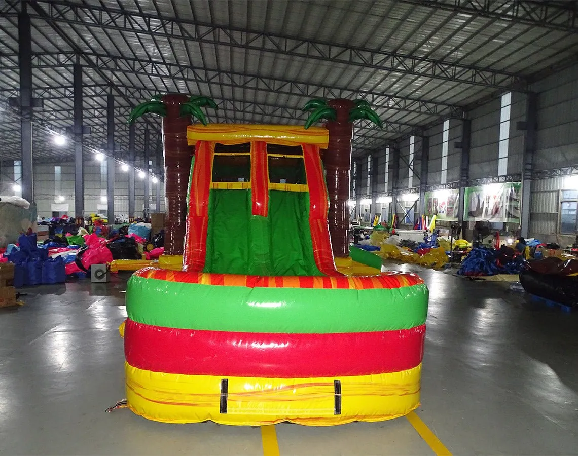 Tropical Inferno Dual Lane Bounce House with Slide (Wet/Dry)