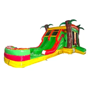 Tropical Inferno Dual Lane Bounce House with Slide (Wet/Dry)