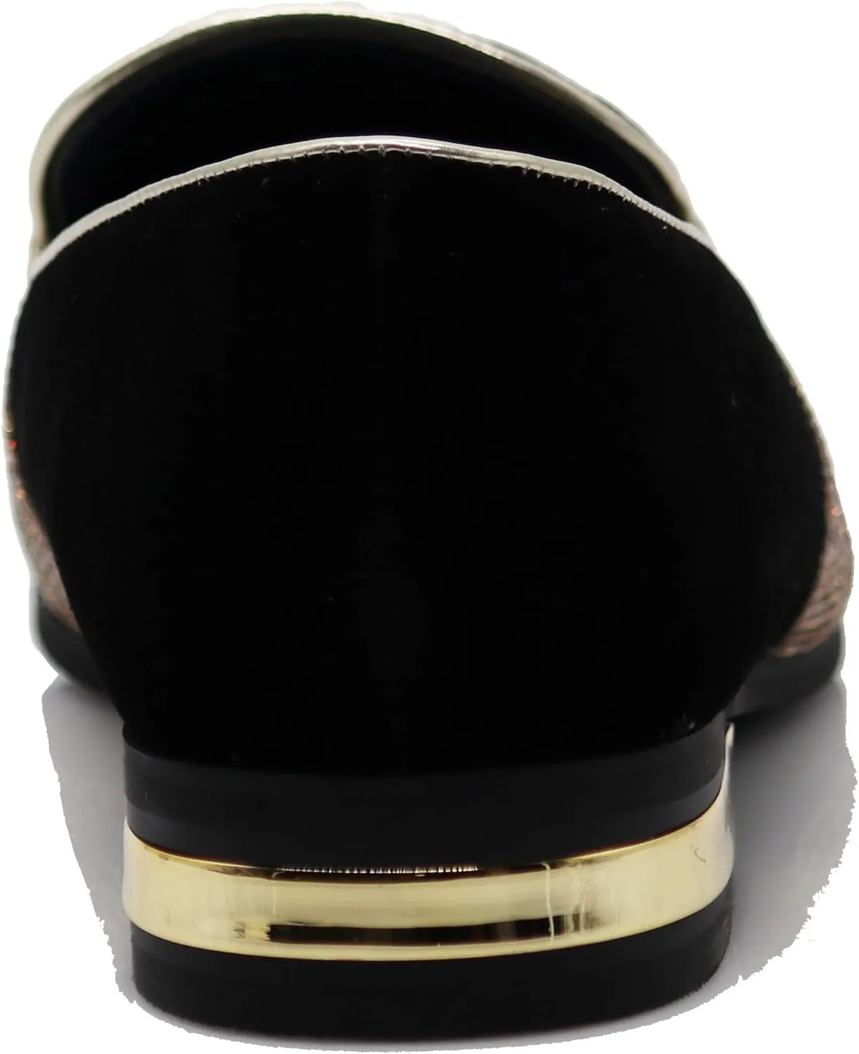 TRS Men Rhinestone Round Toe Suede Chrome Heels Dress Loafer Slip On Fashion Shoes