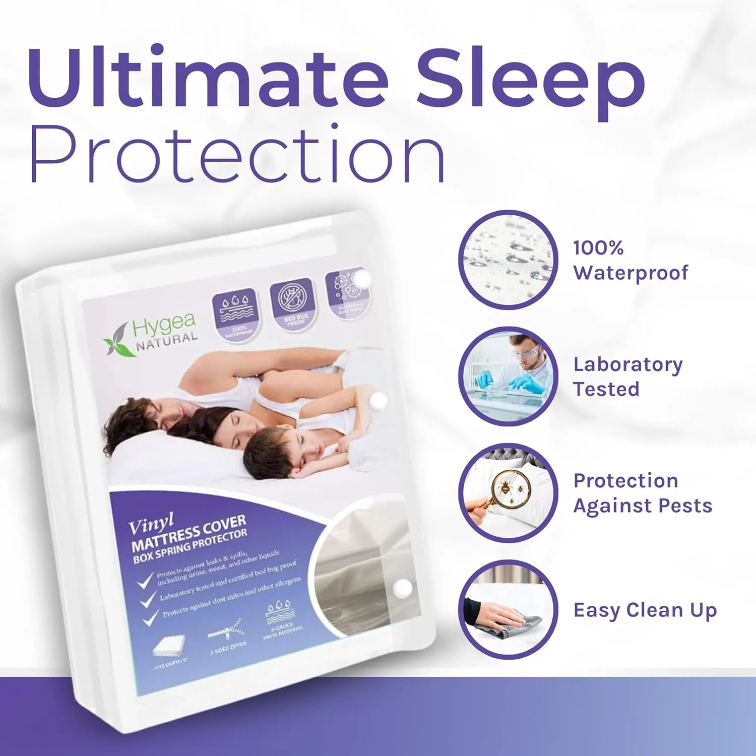 Twin Size Tear-Free Heavy Duty Vinyl Box Spring and Mattress Cover - Waterproof, Anti-Bed Bug and Allergen-proof, Zippered Encasement - 39” x 75” x 9” Deep - Durable Protection