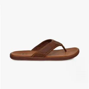 UGG SEASIDE FLIP Mens Leather Flip Flops Luggage Brown