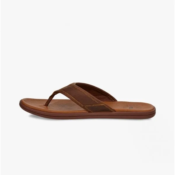 UGG SEASIDE FLIP Mens Leather Flip Flops Luggage Brown