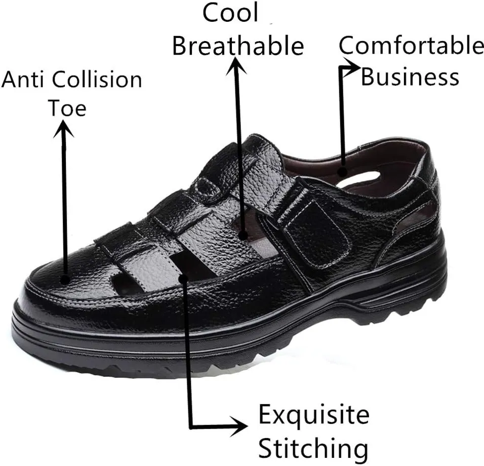 UIKGITP Men's Working Business Casual Sandals Man Summer Breathable Synthetic Leather Walking Office Oxfords Male Cocktail Party Fashion Dress Formal Shoes