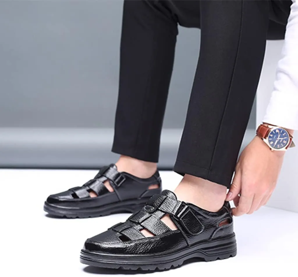 UIKGITP Men's Working Business Casual Sandals Man Summer Breathable Synthetic Leather Walking Office Oxfords Male Cocktail Party Fashion Dress Formal Shoes