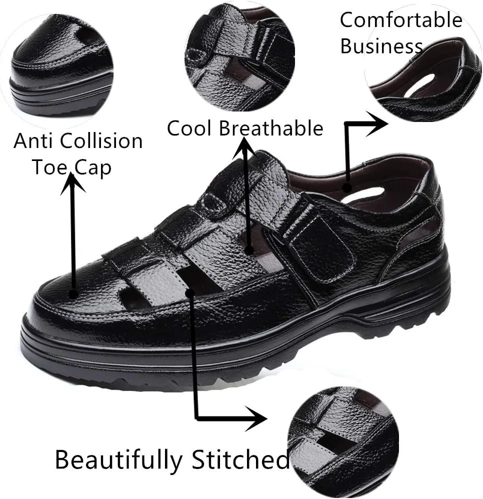 UIKGITP Men's Working Business Casual Sandals Man Summer Breathable Synthetic Leather Walking Office Oxfords Male Cocktail Party Fashion Dress Formal Shoes