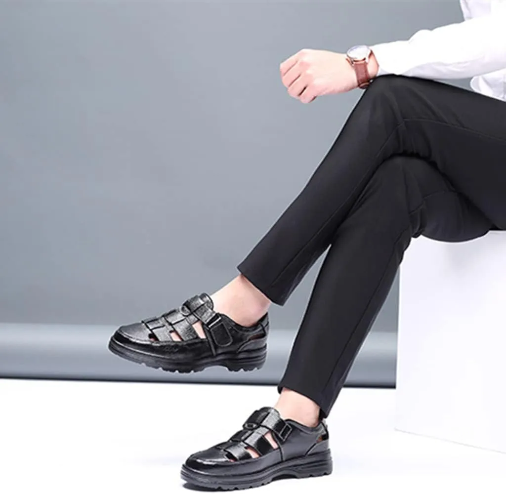 UIKGITP Men's Working Business Casual Sandals Man Summer Breathable Synthetic Leather Walking Office Oxfords Male Cocktail Party Fashion Dress Formal Shoes