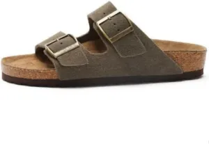 UIKGITP Women's Slide Sandals Cork Footbed Summer Suede Walking Buckle Flat Comfort Slip On Slippers