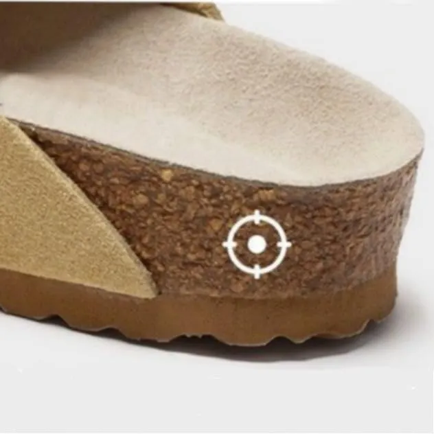 UIKGITP Women's Slide Sandals Cork Footbed Summer Suede Walking Buckle Flat Comfort Slip On Slippers
