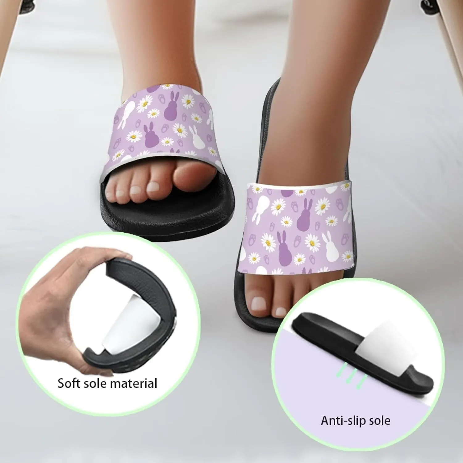Unisex-Child Beach Slides Comfort Slide Sandals Slip Resistant Slippers for Indoor Outdoor Water Shoes Flip Flop