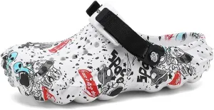 Unisex Graffiti Print Clogs, Fashion Breathable EVA Summer Beach Slide Shoes, Casual Outdoor Garden Sandals
