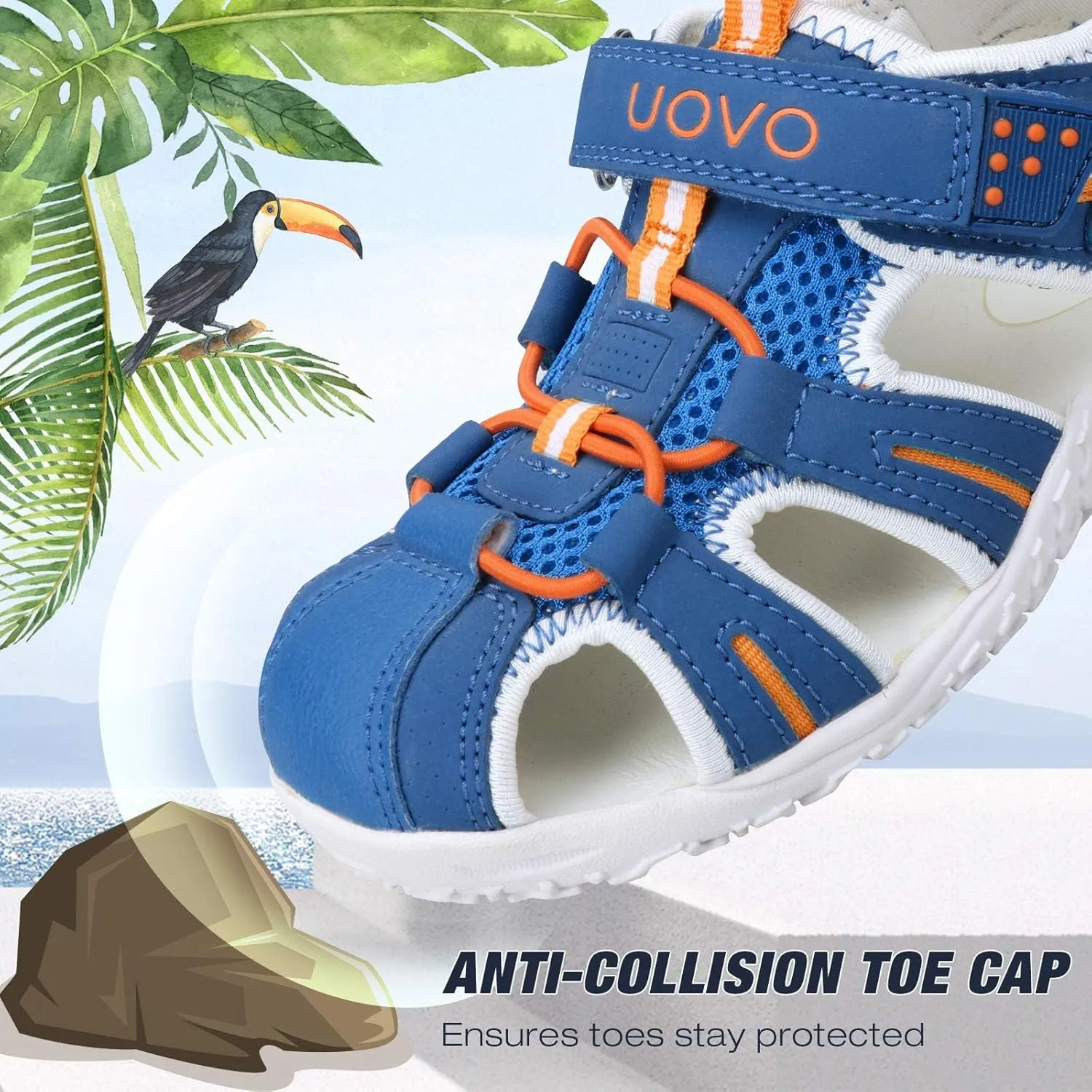 UOVO Boys Girls Sandals Summer Shoes Closed Toe Lightweight Outdoor Athletic Sports (Toddler/Little Kid/Big Kid)