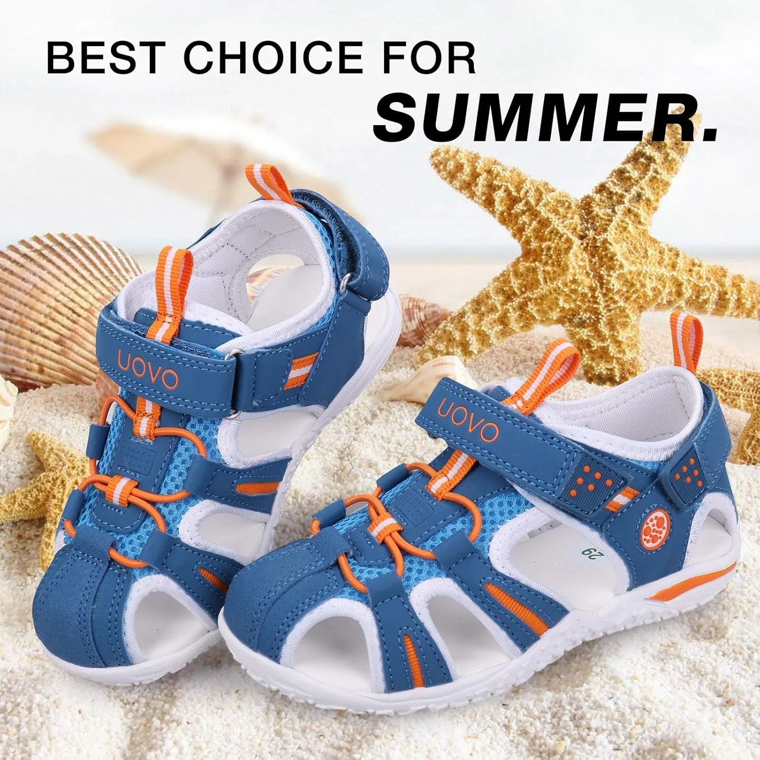 UOVO Boys Girls Sandals Summer Shoes Closed Toe Lightweight Outdoor Athletic Sports (Toddler/Little Kid/Big Kid)