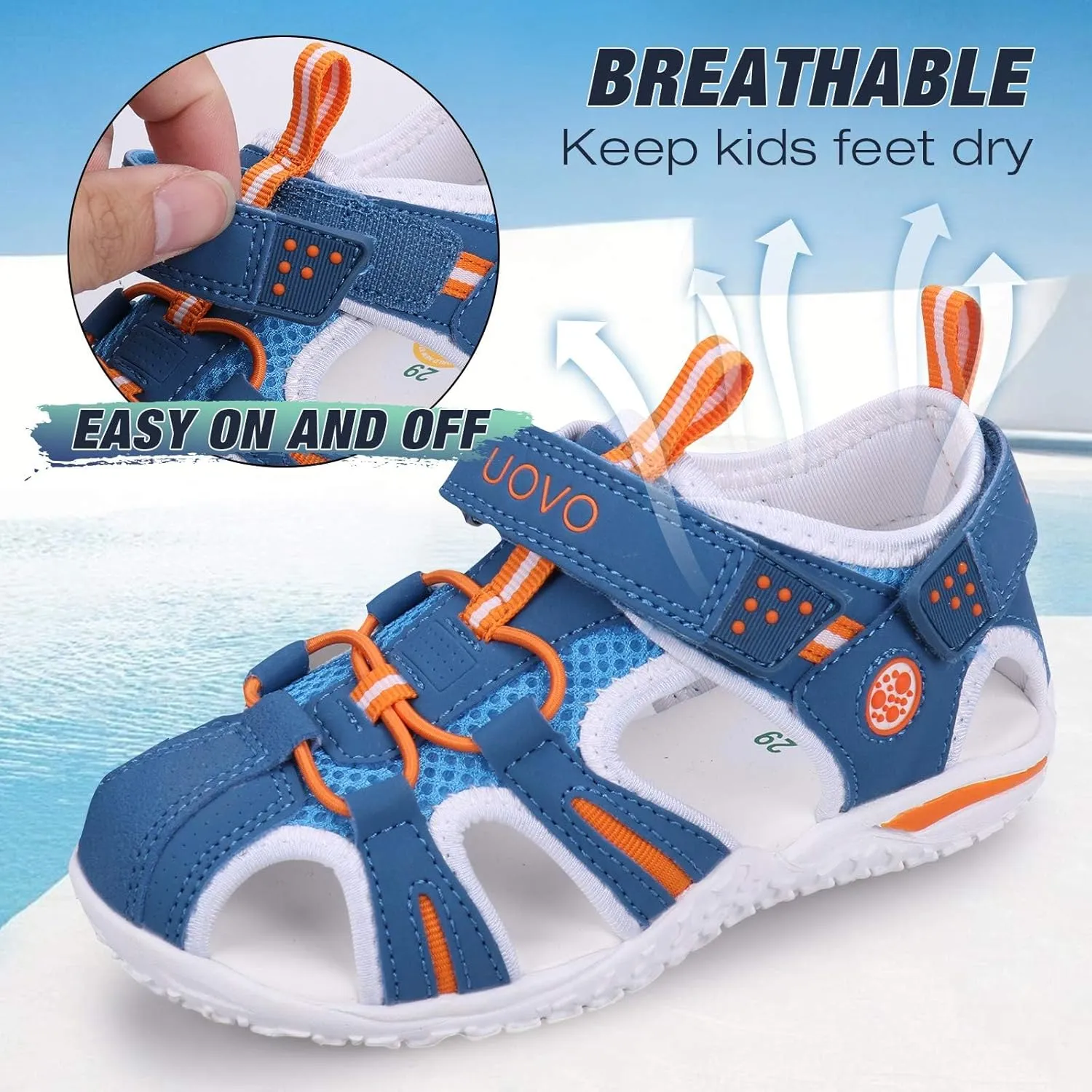 UOVO Boys Girls Sandals Summer Shoes Closed Toe Lightweight Outdoor Athletic Sports (Toddler/Little Kid/Big Kid)
