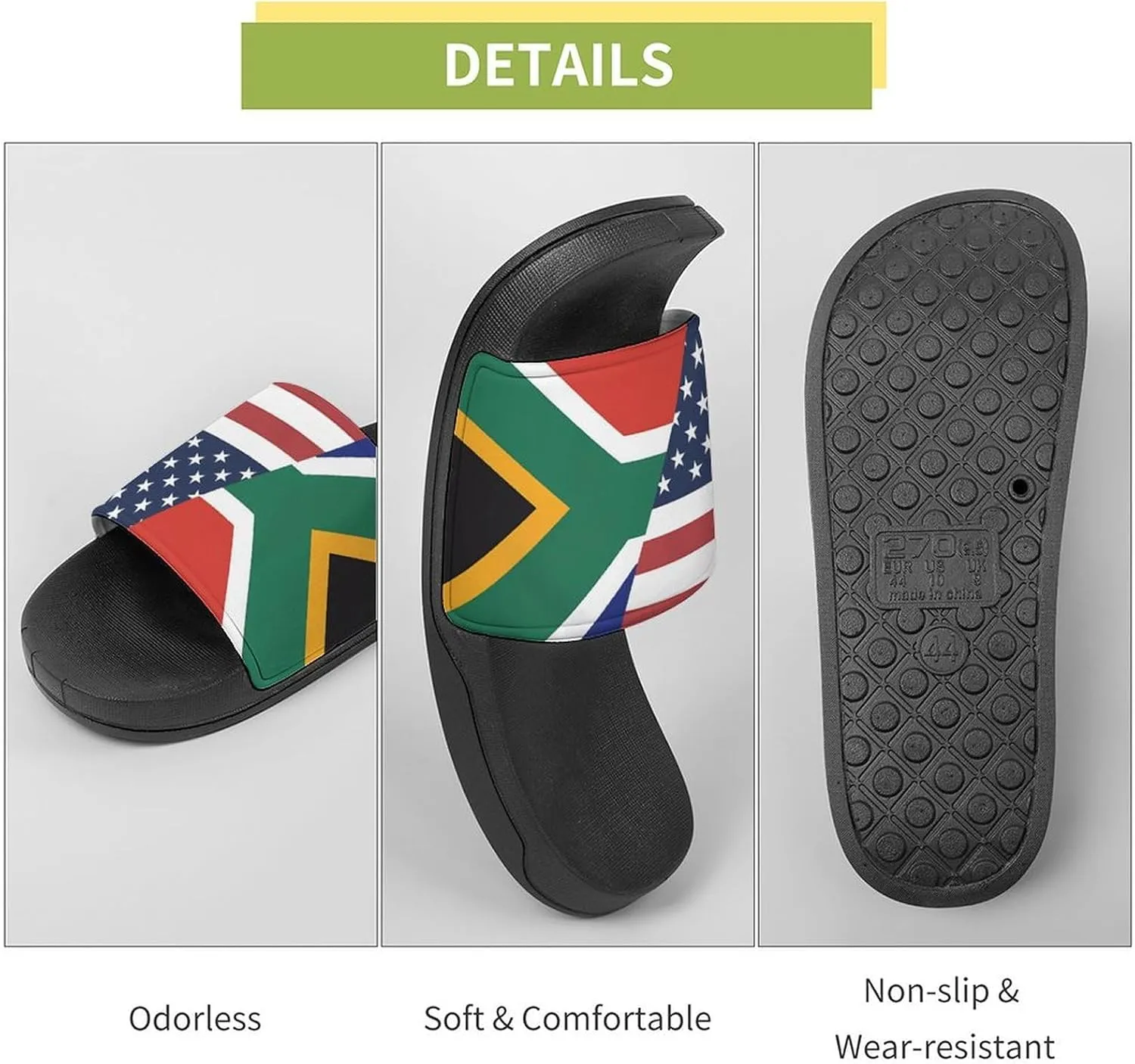 U.S. South Africa Flag House Sandals Non-Slip Bathroom Slippers Beach Summer Shoes for Men Women