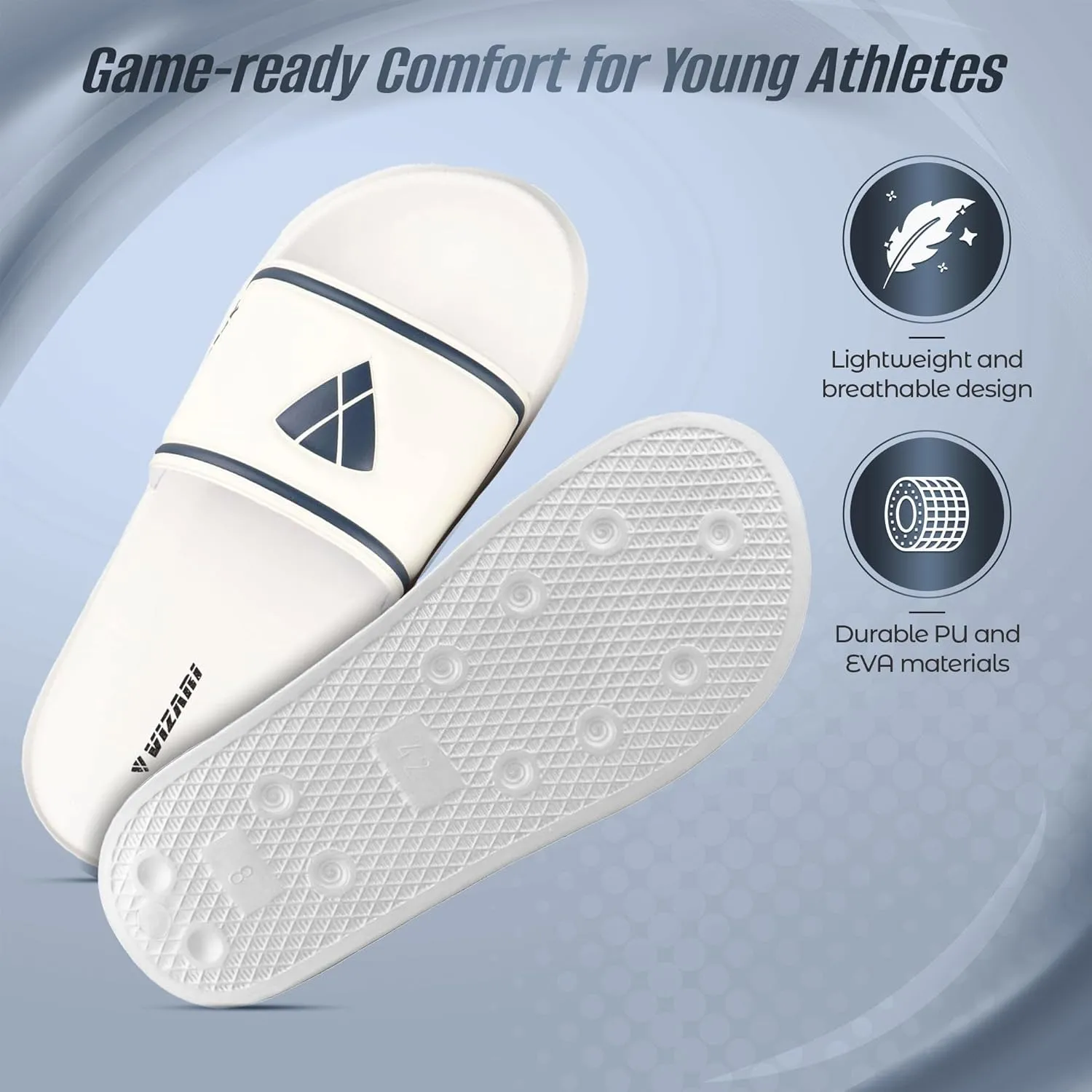 Vizari Adult Soccer Slide Sandals for Comfort and Convenience | Adult Sandals for Post-Game Recovery | Enjoy Casual Wear and Lightweight Feel with Men Flip Flops and Women Sandal