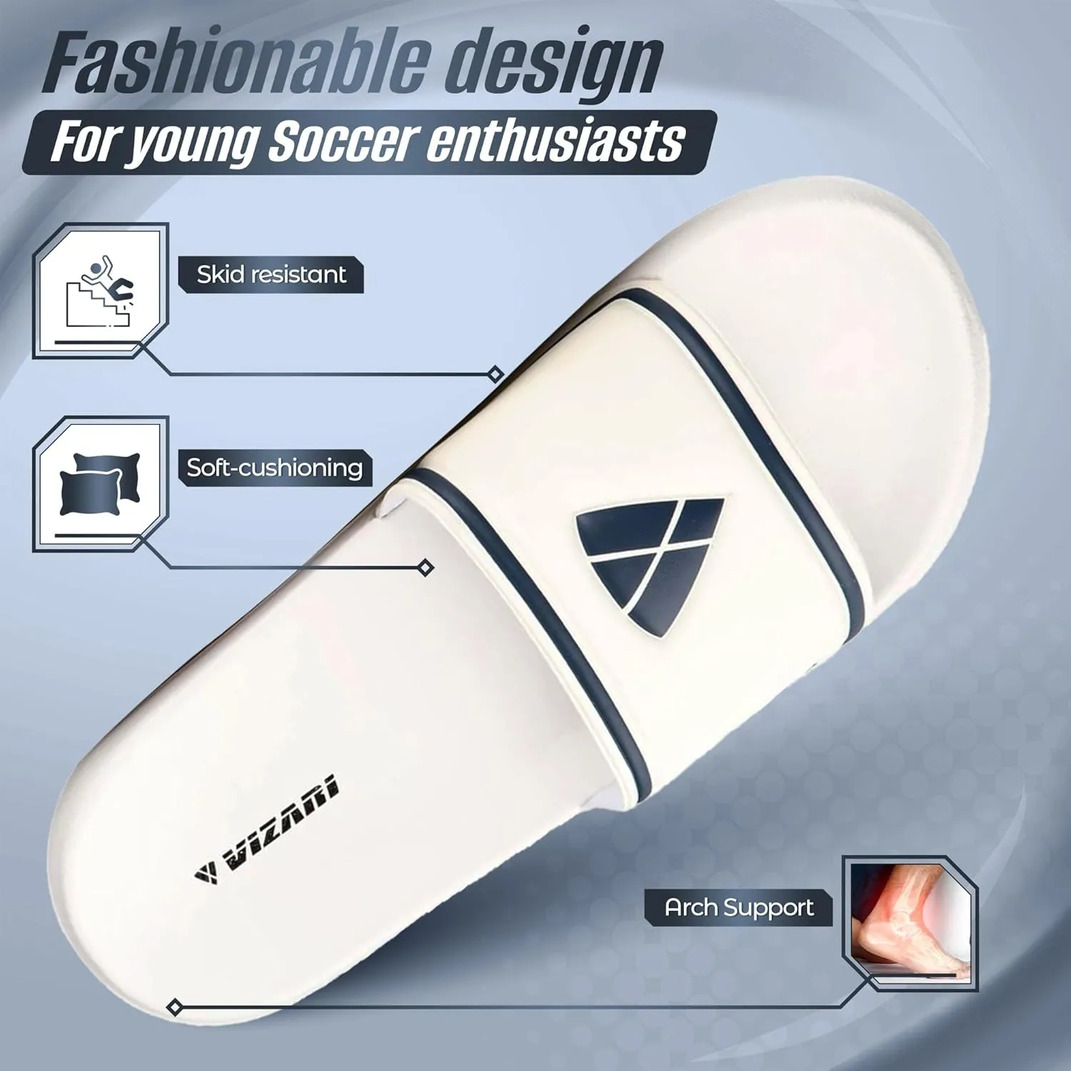 Vizari Adult Soccer Slide Sandals for Comfort and Convenience | Adult Sandals for Post-Game Recovery | Enjoy Casual Wear and Lightweight Feel with Men Flip Flops and Women Sandal