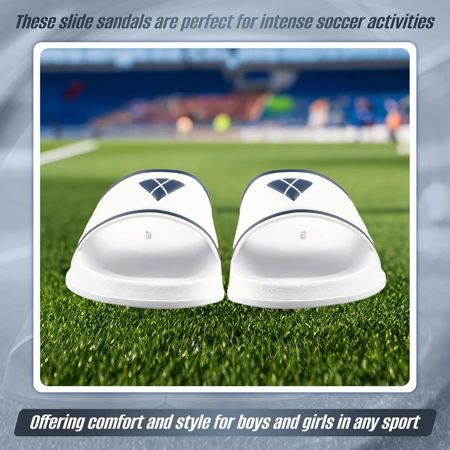 Vizari Adult Soccer Slide Sandals for Comfort and Convenience | Adult Sandals for Post-Game Recovery | Enjoy Casual Wear and Lightweight Feel with Men Flip Flops and Women Sandal