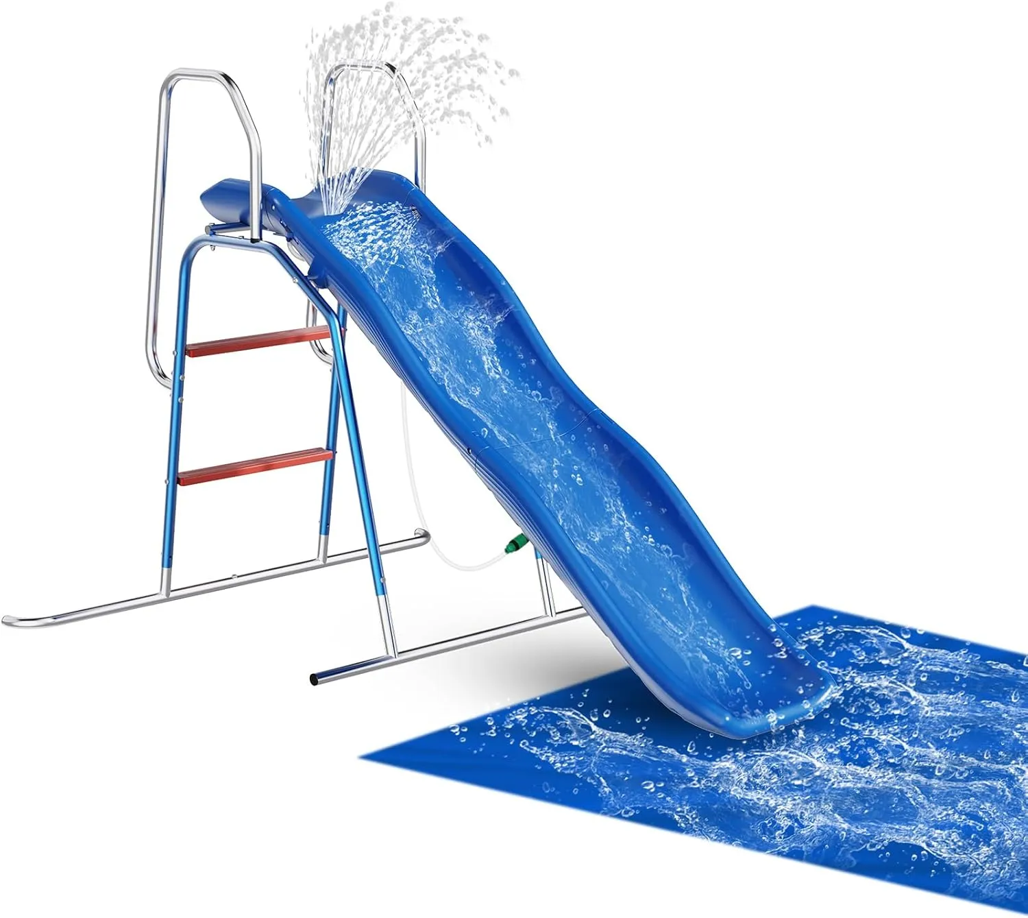 Water Slide for Kids Backyard, Outdoor Waterslide with 3-Zone Spray Sprinkler and Ground Tarp, Summer Water Slip and Slide Game Toy for Backyard Water Fun Activities Play