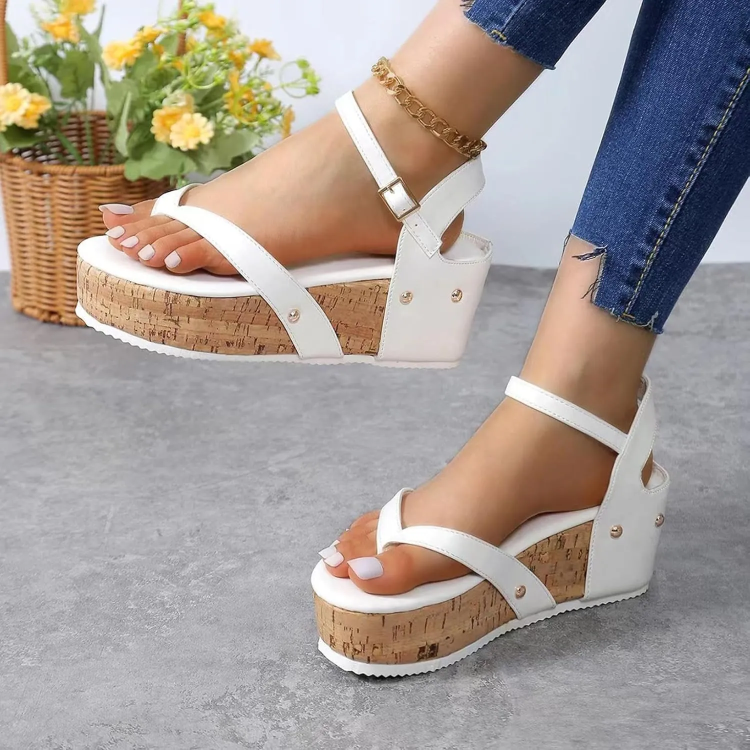 Wedge Platform Sandals For Women 2025 Clip Toe Sandals Comfortable Dressy Summer Boho Slip-On Sandals For Vacation
