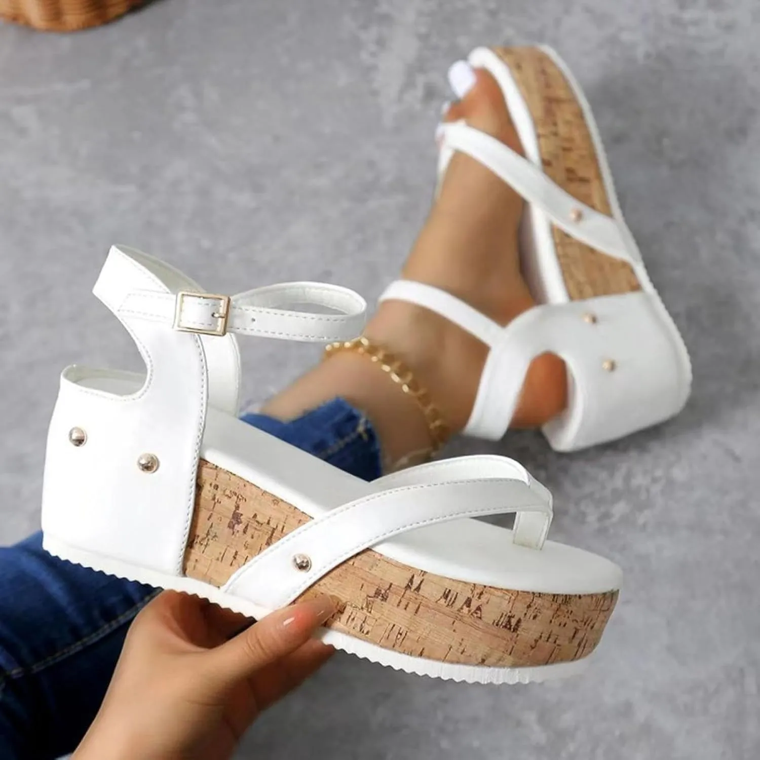 Wedge Platform Sandals For Women 2025 Clip Toe Sandals Comfortable Dressy Summer Boho Slip-On Sandals For Vacation