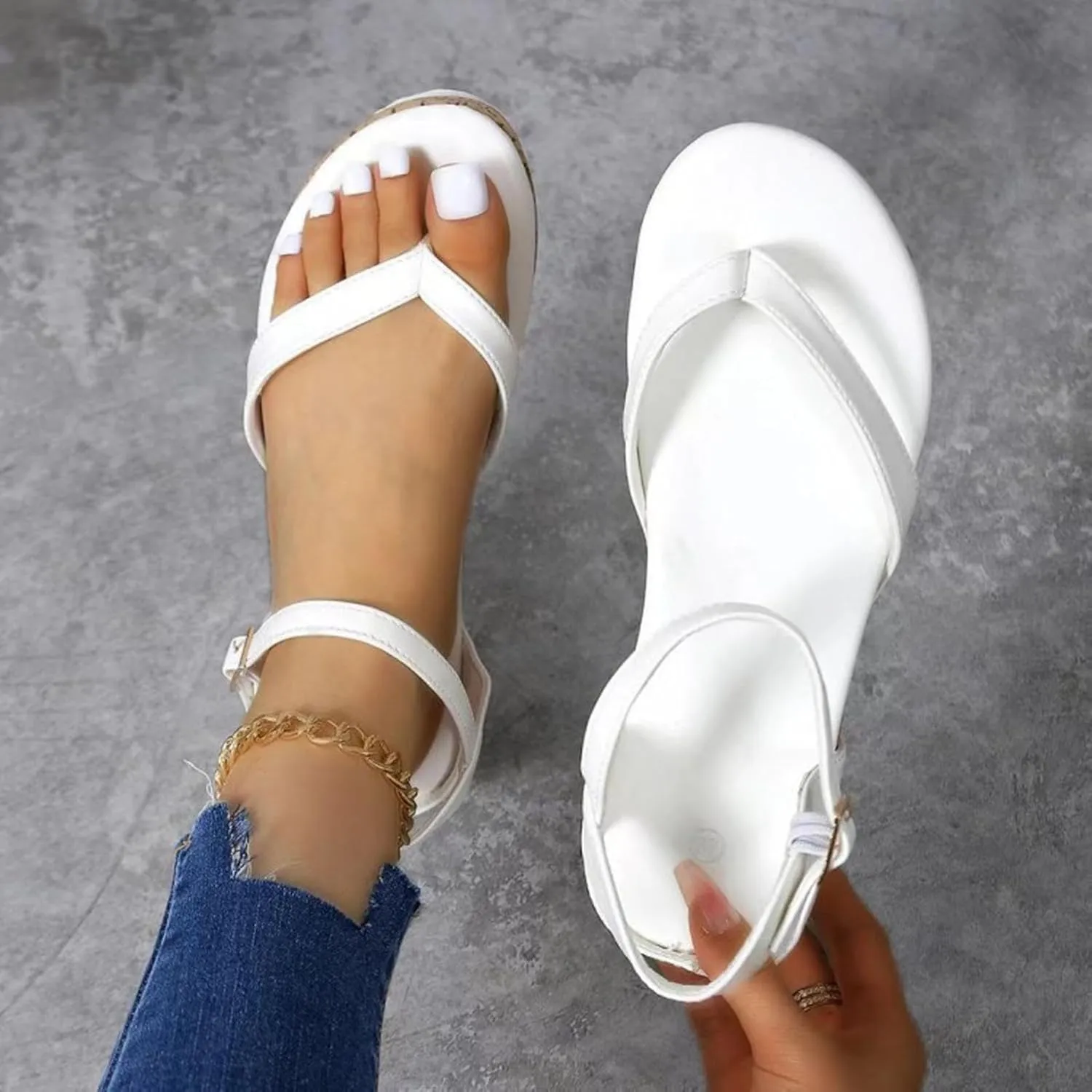 Wedge Platform Sandals For Women 2025 Clip Toe Sandals Comfortable Dressy Summer Boho Slip-On Sandals For Vacation