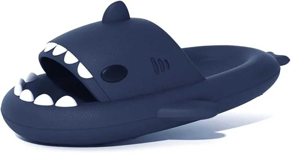 welltree Shark Slides for Women and Men Novelty Pillow Slippers Open Toe Shark Sandals Cushioned Cloud Slides