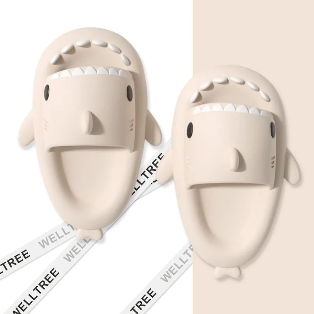 welltree Shark Slides for Women and Men Novelty Pillow Slippers Open Toe Shark Sandals Cushioned Cloud Slides