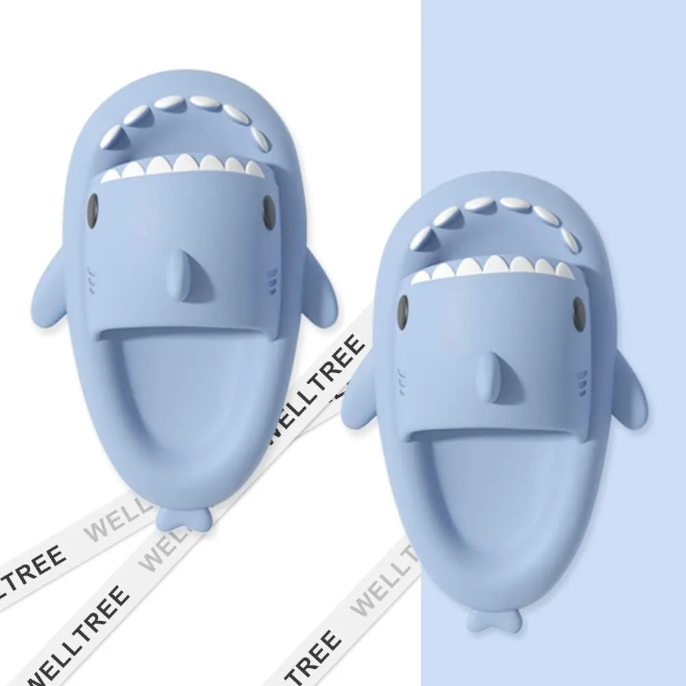 welltree Shark Slides for Women and Men Novelty Pillow Slippers Open Toe Shark Sandals Cushioned Cloud Slides