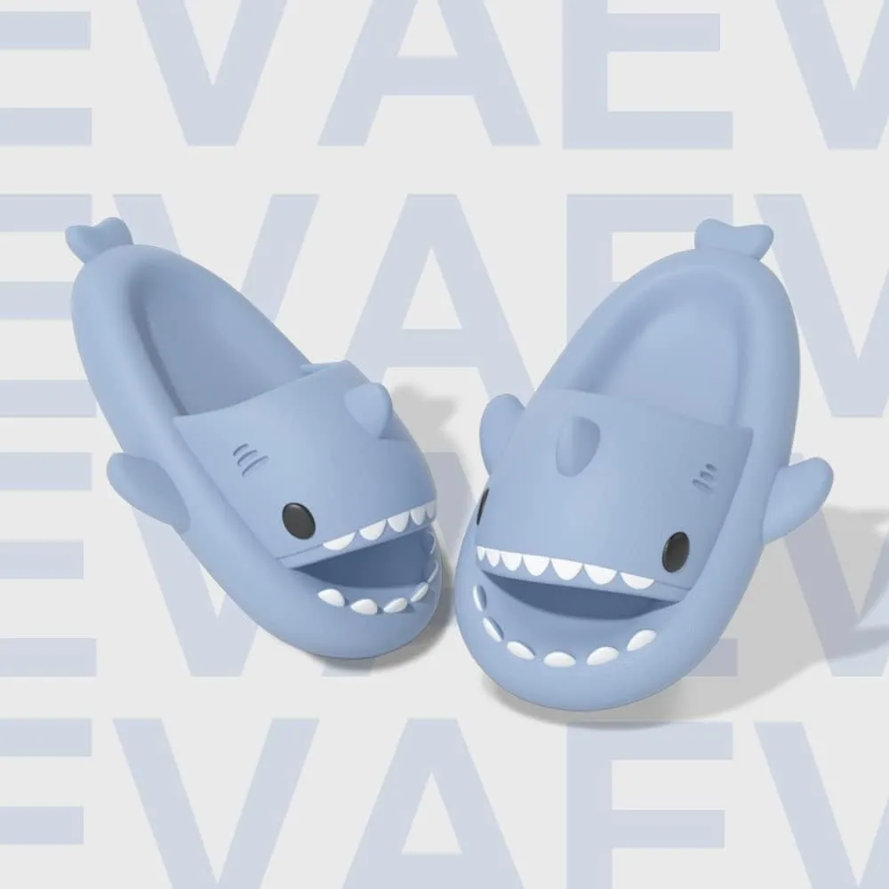 welltree Shark Slides for Women and Men Novelty Pillow Slippers Open Toe Shark Sandals Cushioned Cloud Slides