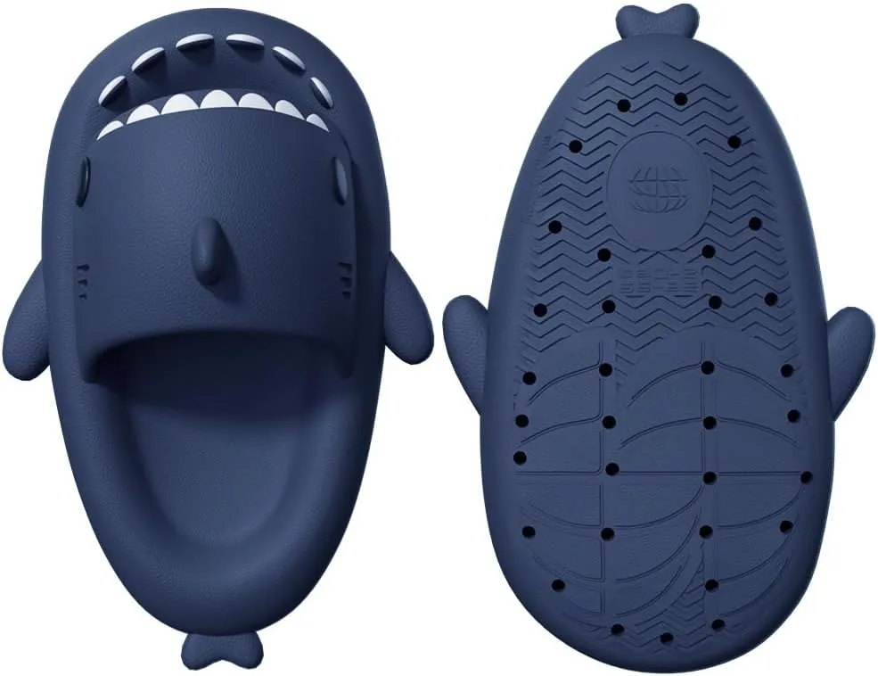 welltree Shark Slides for Women and Men Novelty Pillow Slippers Open Toe Shark Sandals Cushioned Cloud Slides