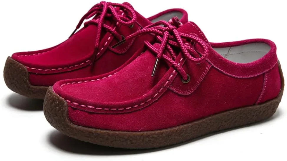 WERWAES Women’s Loafer Flats Shoes Casual Comfortable Lightweight Lace Up Moccasins Loafers Working Dreesy Non Slip on Shoes Womens