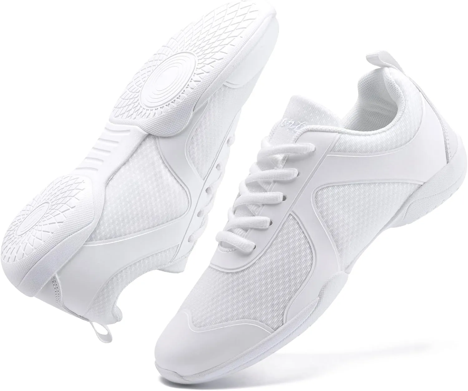 White Cheer Shoes for Girls Womens Cheer Shoes Youth Girls Cheerleading Shoes Competition Gear Dance Tennis Sports Training Athletic Comfortable Flats Breathable Soft Kids Cheer Sneakers