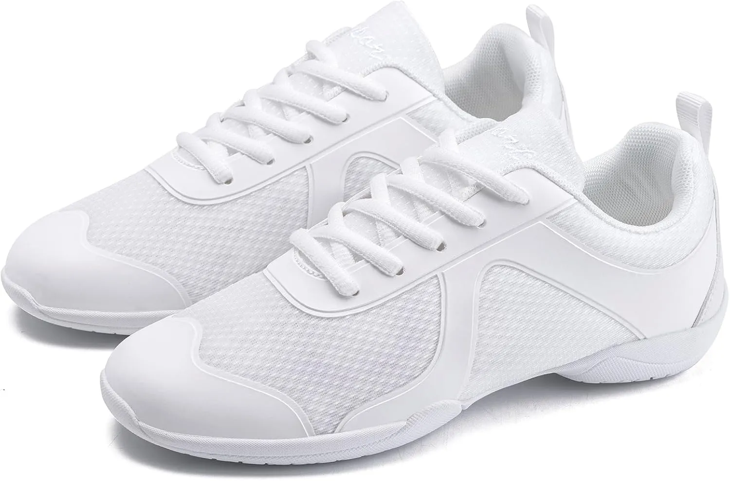 White Cheer Shoes for Girls Womens Cheer Shoes Youth Girls Cheerleading Shoes Competition Gear Dance Tennis Sports Training Athletic Comfortable Flats Breathable Soft Kids Cheer Sneakers