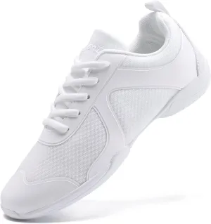 White Cheer Shoes for Girls Womens Cheer Shoes Youth Girls Cheerleading Shoes Competition Gear Dance Tennis Sports Training Athletic Comfortable Flats Breathable Soft Kids Cheer Sneakers